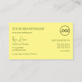 Schlicht hellgelb mit Monogram Logo und Juwelen Visitenkarte (Rückseite)