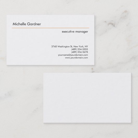 Schlicht kreativ Modernes Minimalistisches Orangen Visitenkarte (Vorne/Hinten)