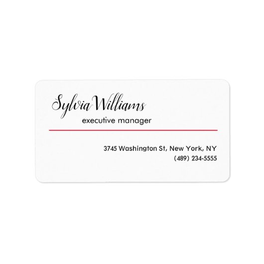 Schlicht kreativ Modernes Minimalistisches Rotes W Adressaufkleber (Vorne)