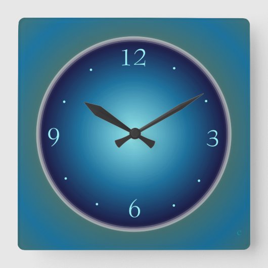 Schlicht leuchtend blau/grün>Wall-Uhr Quadratische Wanduhr (Vorderseite)
