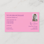 Schlicht Light Pink mit Monogram Foto und Juwelen Visitenkarte (Rückseite)