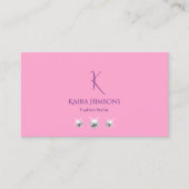 Schlicht Light Pink mit Monogram Foto und Juwelen Visitenkarte (Vorderseite)