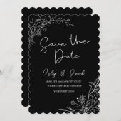 schlicht minimalistisch Elegant modern schwarz-wei Save The Date (Vorne/Hinten)
