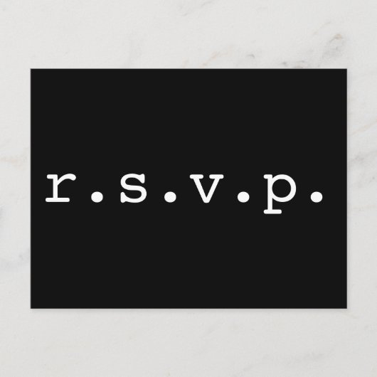Schlicht, Minimalistisch und grundlegend "r.s.v.p. Postkarte (Vorderseite)