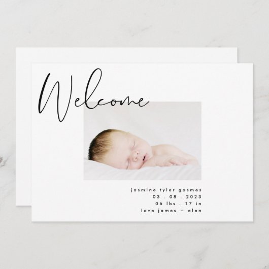 schlicht-minimalistischer Empfang in Schwarzweiß Ankündigung (Vorne/Hinten)