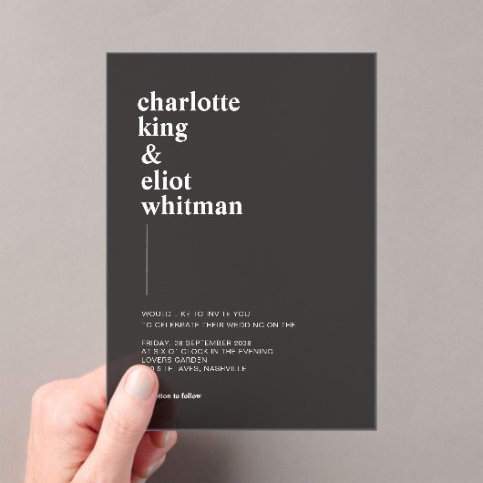 Schlicht, modern, fett, dunkelgrau, Acryl Acryleinladungen (Insitu (Handheld))