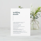 Schlicht modern Weiß, Teal  Details Begleitkarte (Stehend Vorderseite)