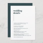 Schlicht modern Weiß, Teal  Details Begleitkarte (Vorne/Hinten)