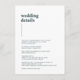 Schlicht modern Weiß, Teal Details Begleitkarte