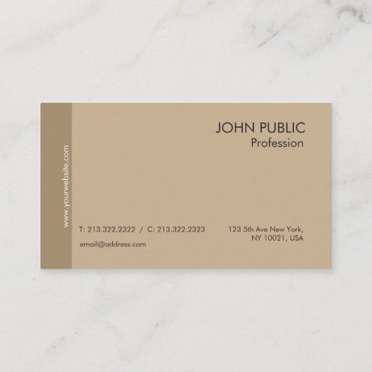 Schlicht Modernes Berufliches Elegantes Braun und Visitenkarte (Rückseite)