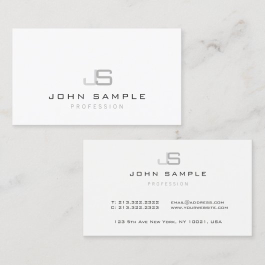 Schlicht Modernes Berufliches Monogramm einfach Visitenkarte (Vorne/Hinten)