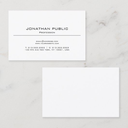 Schlicht Modernes, einfaches Design Elegant Berufl Visitenkarte (Vorne/Hinten)