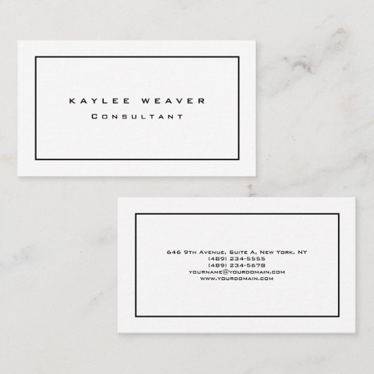 Schlicht Modernes Minimalistisches Beruflich Visitenkarte (Vorne/Hinten)