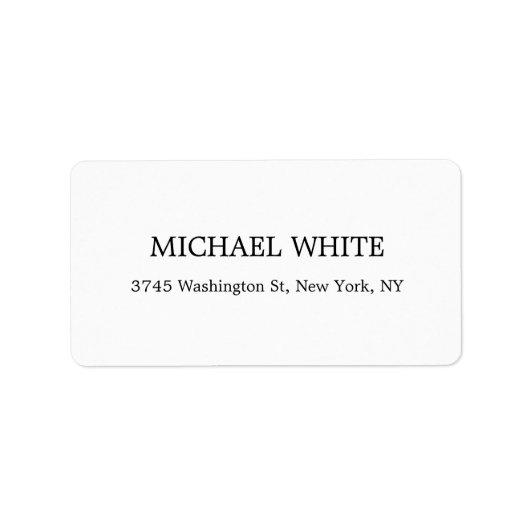 Schlicht Modernes Schwarz/Weiß Minimalistisch Adressaufkleber (Vorne)