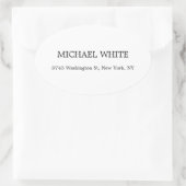 Schlicht Modernes Schwarz/Weiß Minimalistisch Ovaler Aufkleber (Tasche)