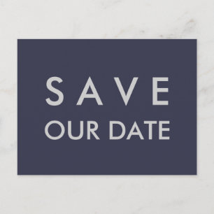 Schlicht Navy Blue & Silver Save the Date Ankündigungspostkarte
