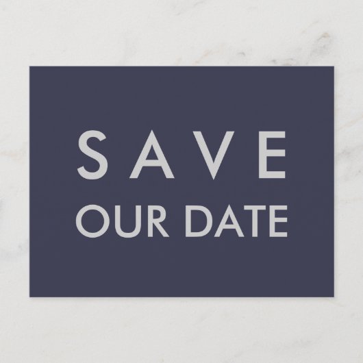 Schlicht Navy Blue & Silver Save the Date Ankündigungspostkarte (Vorderseite)