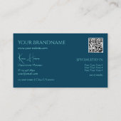 Schlicht Ocean Blue mit Monogram QR Code und Juwel Visitenkarte (Rückseite)