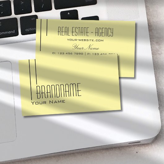 Schlicht Pastelgelb Modernst einfach und Beruflich Visitenkarte