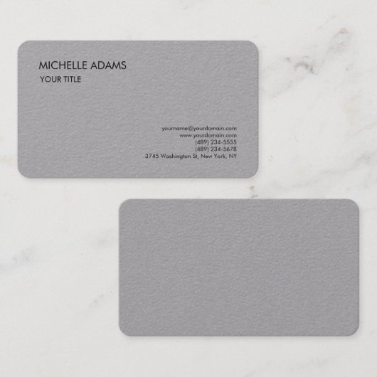 Schlicht Premium Grau Einfach Beruflich modern Visitenkarte (Vorne/Hinten)