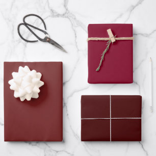 Schlicht Prune Burgundy Rose Maroon Shades 3 Tones Geschenkpapier Set