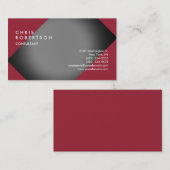 Schlicht Red Gray Modern Creative Business Card Visitenkarte (Vorne/Hinten)
