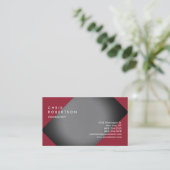 Schlicht Red Gray Modern Creative Business Card Visitenkarte (Stehend Vorderseite)