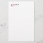 Schlicht Red Monogramm Niedlich Minimalistisch Sch Briefpapier (Vorderseite)