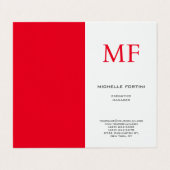 Schlicht Red Monogramm Niedlich Minimalistisch Sch Visitenkarten (Außenseite Aufgefaltet)