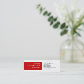 Schlicht Red White Attraktive Business Card Mini Visitenkarte (Stehend Vorderseite)