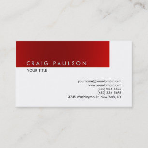 Schlicht Red White Beruflich Business Card Visitenkarte
