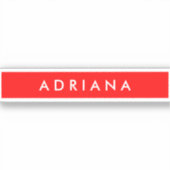 Schlicht Red White Beruflich Minimalistisch Name Aufkleber (Vorderseite)