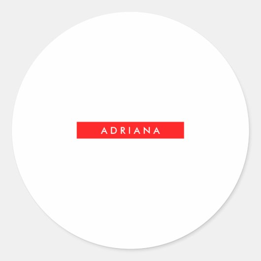 Schlicht Red White Beruflich Minimalistisch Name Runder Aufkleber (Vorderseite)