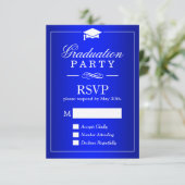 Schlicht Royal Blue Graduation Party RSVP Card (Stehend Vorderseite)