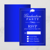 Schlicht Royal Blue Graduation Party RSVP Card Karte (Vorne/Hinten)