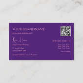 Schlicht Royal Lila mit Monogram QRCode und Jewels Visitenkarte (Rückseite)