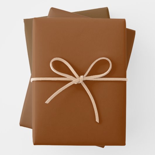 Schlicht Saddle Russet Sepia Brown Shades 3 Tones Geschenkpapier Set (Beispiel)