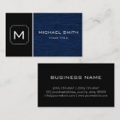 Schlicht Schwarz & Blau Holzkörner Beruflich moder Visitenkarte (Vorne/Hinten)