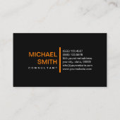 Schlicht Schwarz Elegant Modernes Orange Visitenkarte (Rückseite)