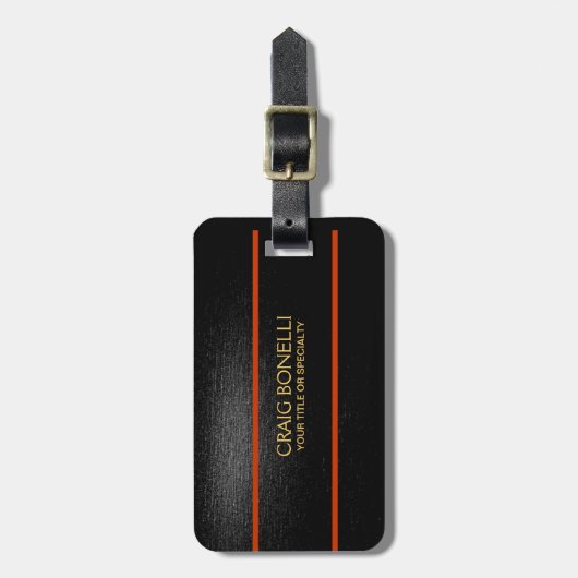 Schlicht Schwarz-Grau-Orange-Farben Moderne Gepäckanhänger (Vorderseite vertikal)