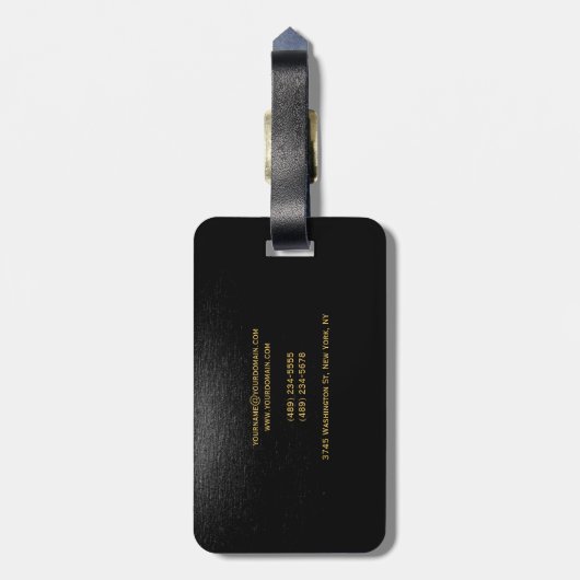 Schlicht Schwarz-Grau-Orange-Farben Moderne Gepäckanhänger (Rückseite vertikal)