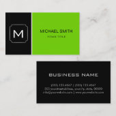 Schlicht Schwarz/Grün Beruflich Visitenkarte (Vorne/Hinten)