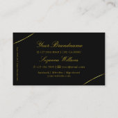 Schlicht Schwarz mit Golddekor und Diamanten Stilv Visitenkarte (Rückseite)