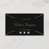 Schlicht Schwarz mit Golddekor und Diamanten Stilv Visitenkarte (Vorderseite)
