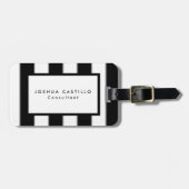 Schlicht Schwarz-weiß Streifen Beruflich Gepäckanhänger (Vorderseite horizontal)