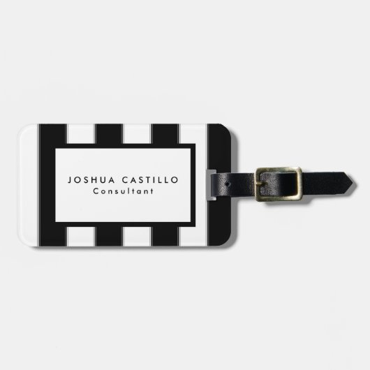 Schlicht Schwarz-weiß Streifen Beruflich Gepäckanhänger (Vorderseite horizontal)