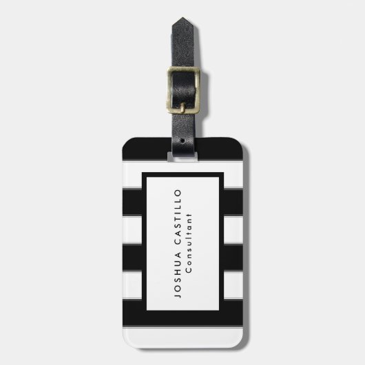 Schlicht Schwarz-weiß Streifen Beruflich Gepäckanhänger (Vorderseite vertikal)