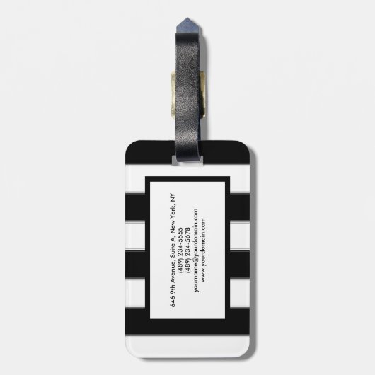 Schlicht Schwarz-weiß Streifen Beruflich Gepäckanhänger (Rückseite vertikal)