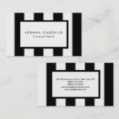 Schlicht Schwarz-weiß Streifen Beruflich Visitenkarte (Vorne/Hinten)