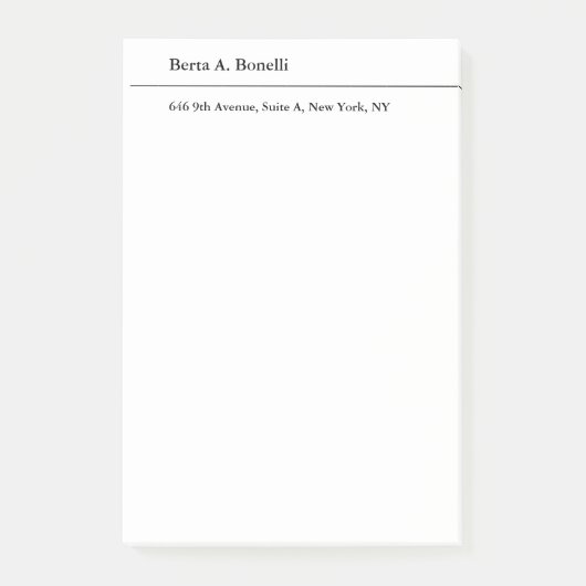 Schlicht Schwarz-weiße Minimalistisch Moderne Post-it Klebezettel (Vorderseite)